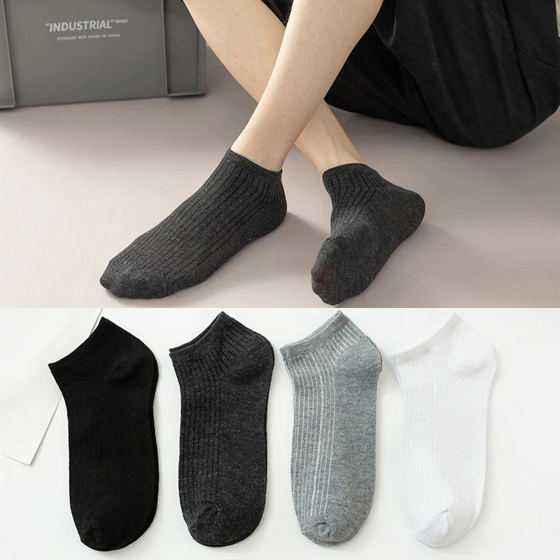 

Cotton Antibacterial Socks for Men's Sweat-absorbing Odor-resistant and Breathable ShortSocks Black Summer Thin Low Top