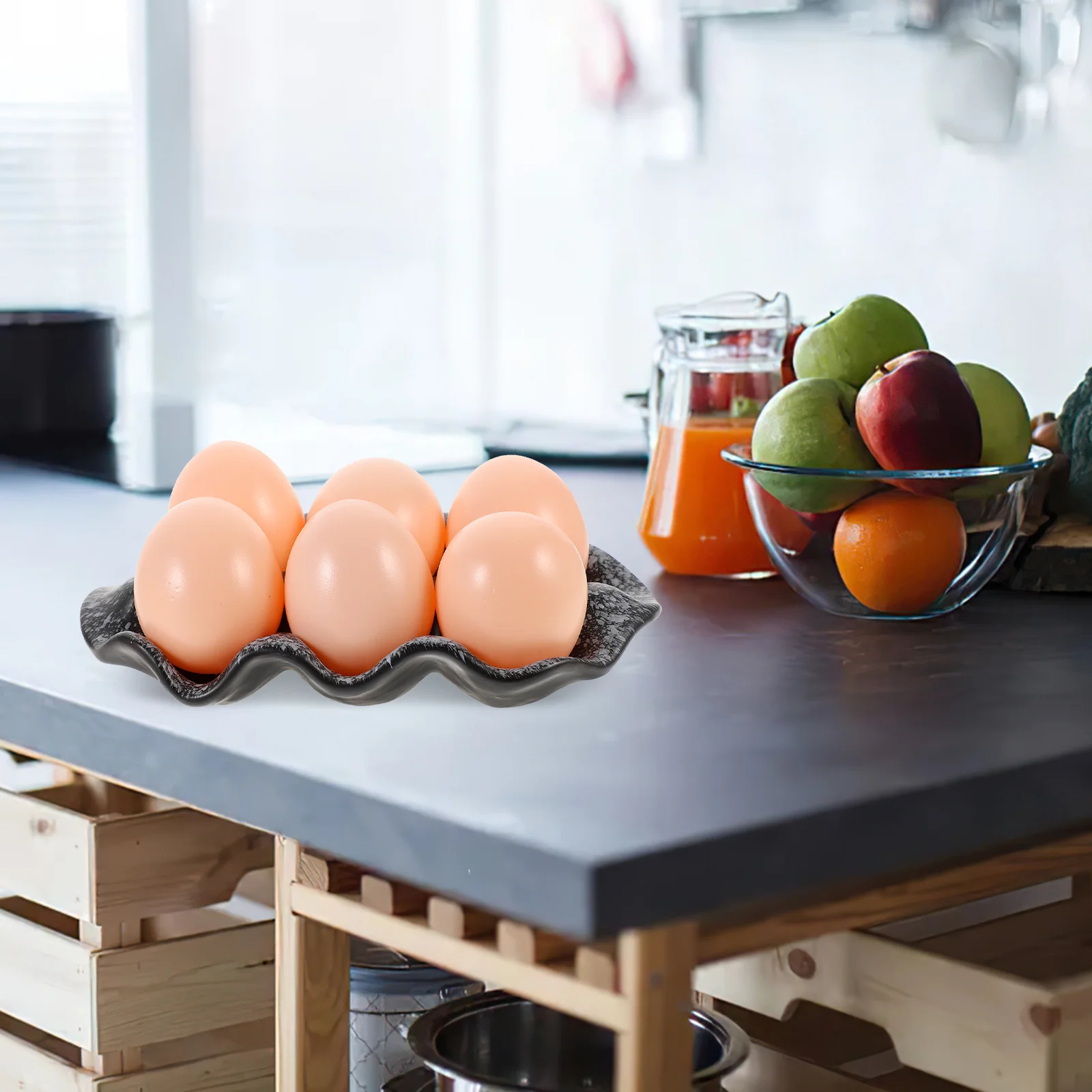 

Ceramic Egg Holder Simple Egg Storage Tray Protective Container Decorative Kitchenware Home Kitchenware