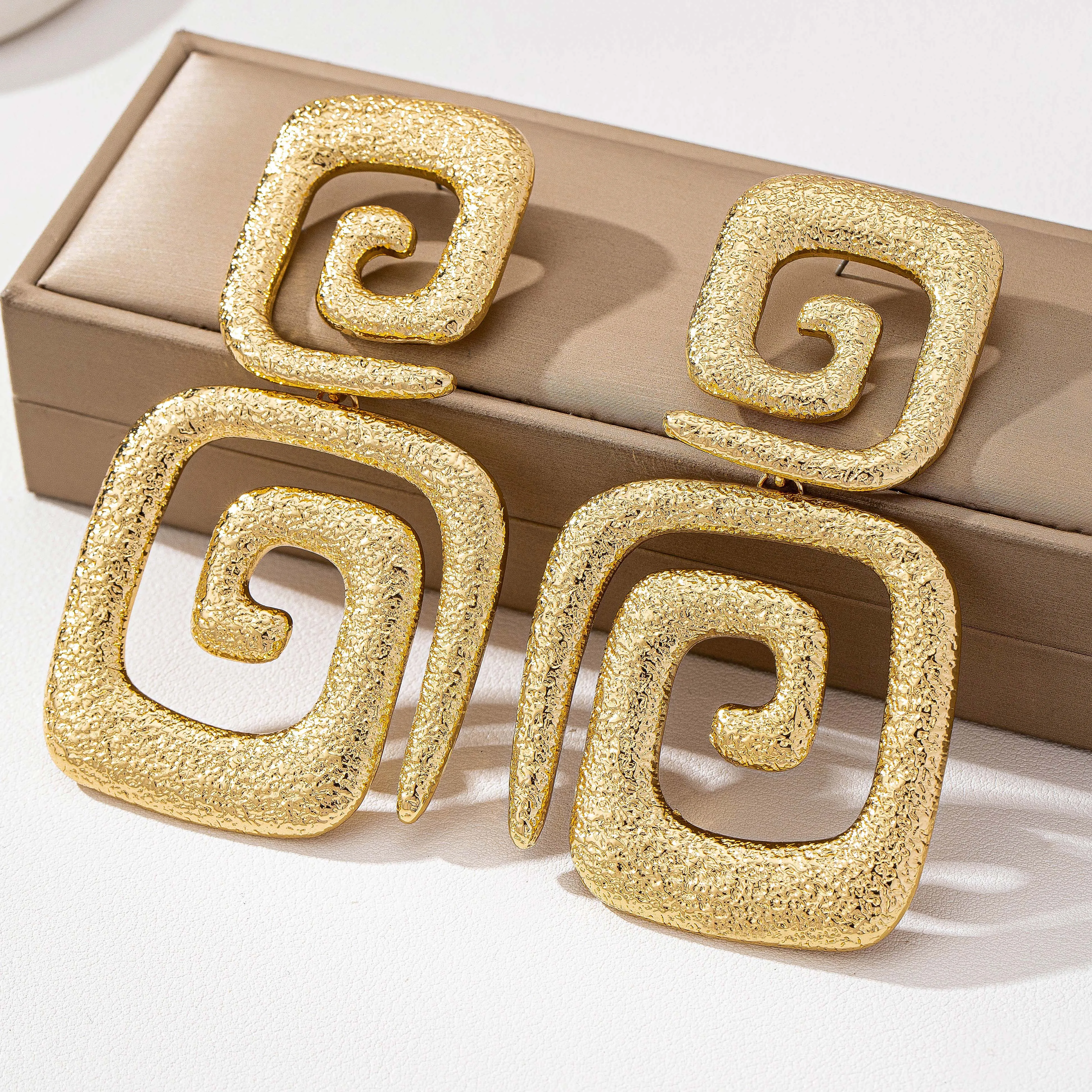 

Punk style, metal matte paper earrings, party travel jewelry