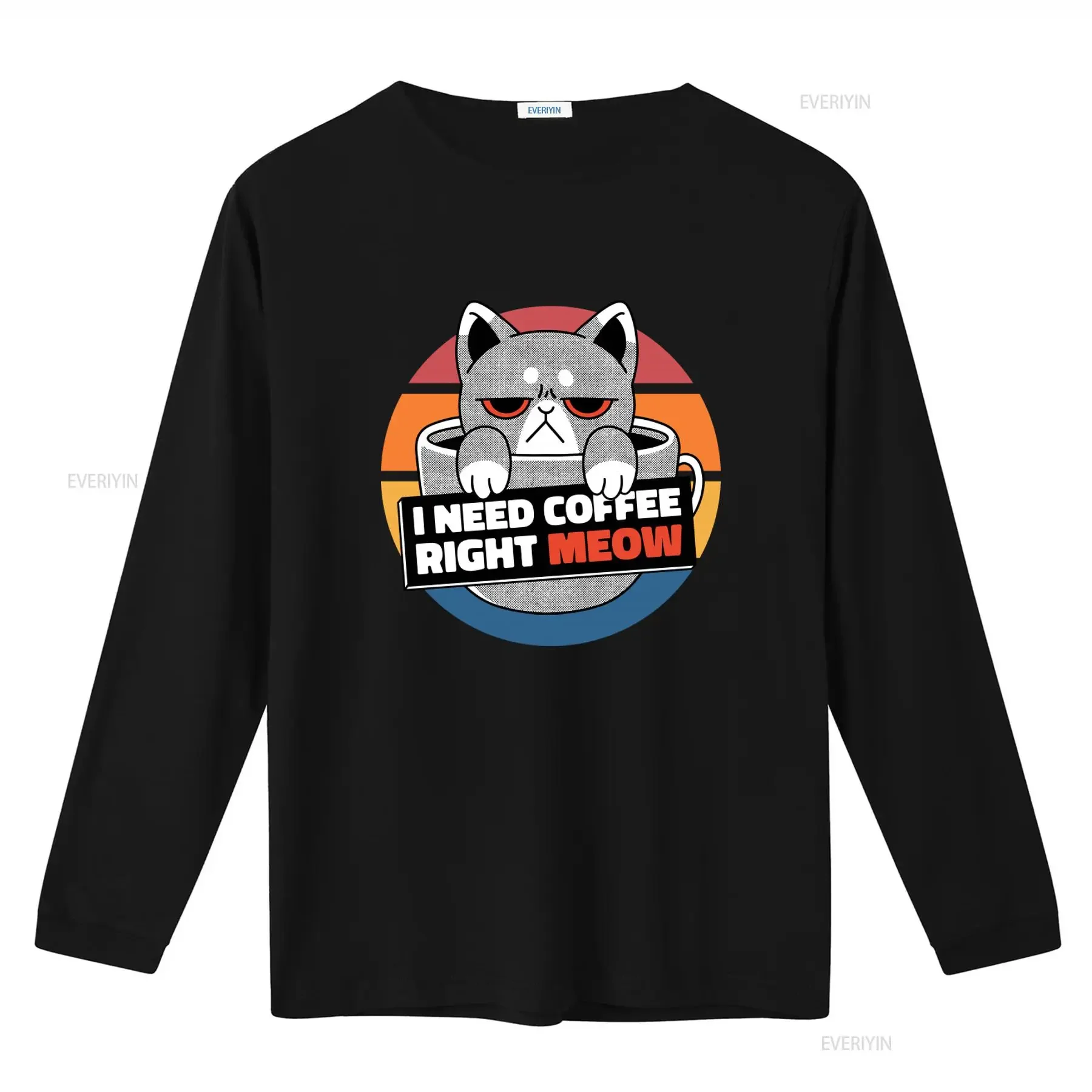 Funny I Need Coffee Right MEOW  T Shirt Bella Canvas Cool Cat Design Perfect for Lovers Trendy and Comfortable vintage Washed