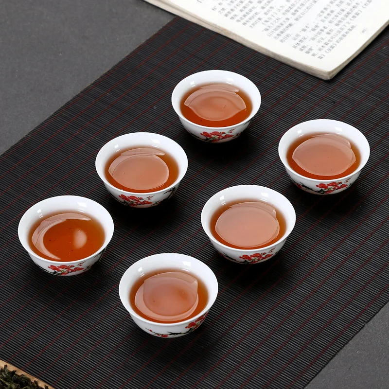 6pc/lot 35ML Chinese Kung Fu Tea Set Ceramic Master Cup Jade White Porcelain Tea Cup Small Tea Bowl Household Teacups Water Cup