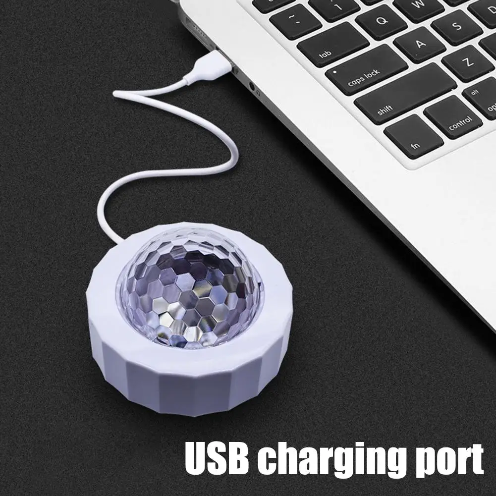 Car Atmosphere Light Voice Activated Disco Ball USB Rechargeable Interior Ambient Strobe Lamp LED Party Interior Lighting
