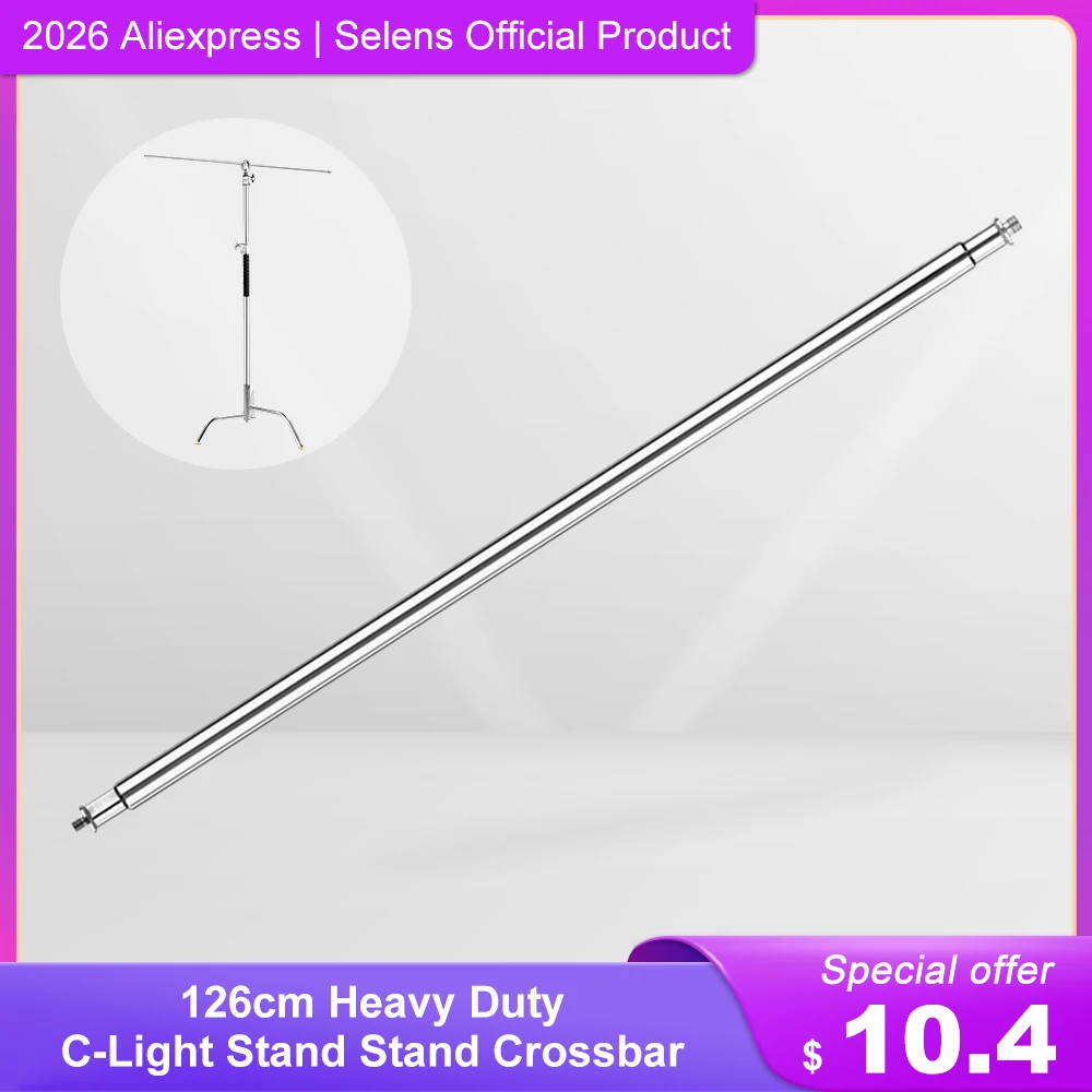 

Selens 126cm With 1/4" 3/8"Screw Heavy Duty C-Light Stand Stainless Steel Stand Grip Arm Crossbar Photography Accessories