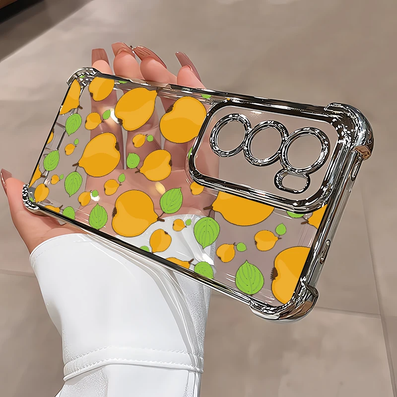 Vivo V70 FE Shockproof Silicone Phone Case For Vivo V60 V50 V29 Lite V40 Pro V29E V23 V25 Apples Fruits Pattern Plating Cover view 3