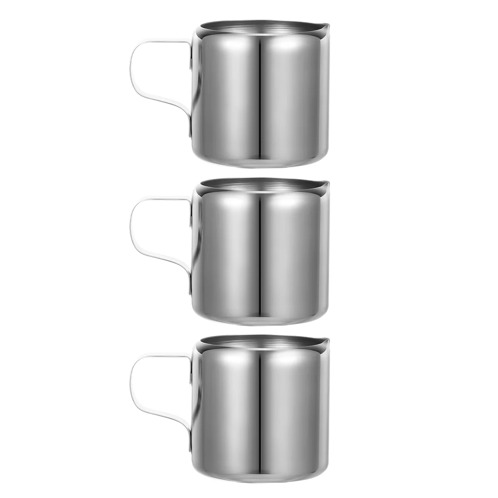 

3 Pcs Milk Cup Espresso Pouring Coffee Frothing Mug Frother Pitcher Chocolate Melting Stainless Steel