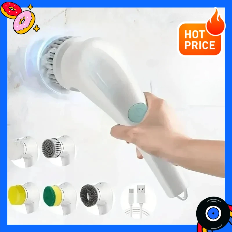 Easily clean your bathroom and kitchen with a multifunctional electric cleaning brush, a kitchen and bathroom cleaning tool.