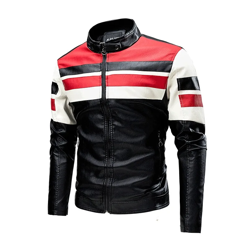 

Retro Style Motorcycle Leather Jacket for Men Autumn Winter Riding Suit Windproof Waterproof Design with Standing Collar​