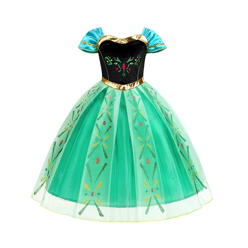 Disney Frozen Anna Princess Cosplay Dress Girls Kids Halloween Carnival Birthday Disneyland Stage Performance Fancy Gown view 2