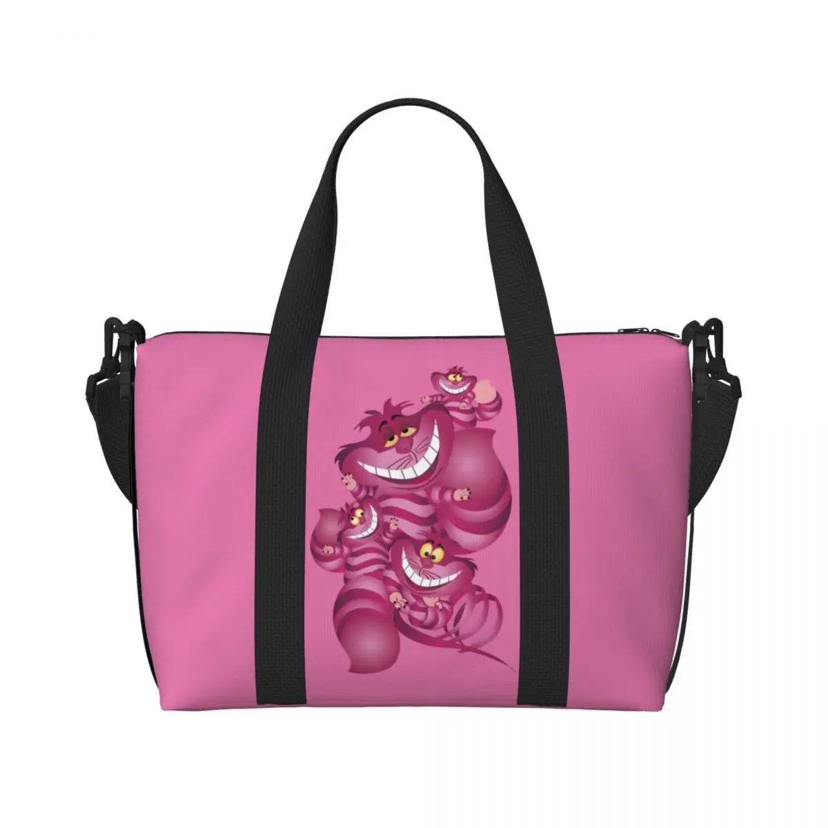 

Большая большая сумка-тоут с чеширским котом, женская сумка-шоппер с улыбающимся котом, пляжная дорожная сумка для спортзала