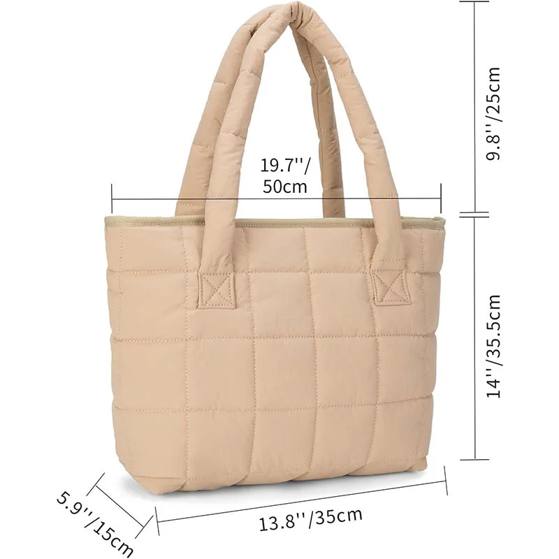 Puffer Tote Bag for Women Large Quilted Puffy Handbag Lightweight Satchel Purse for Work Travel Gym Shop