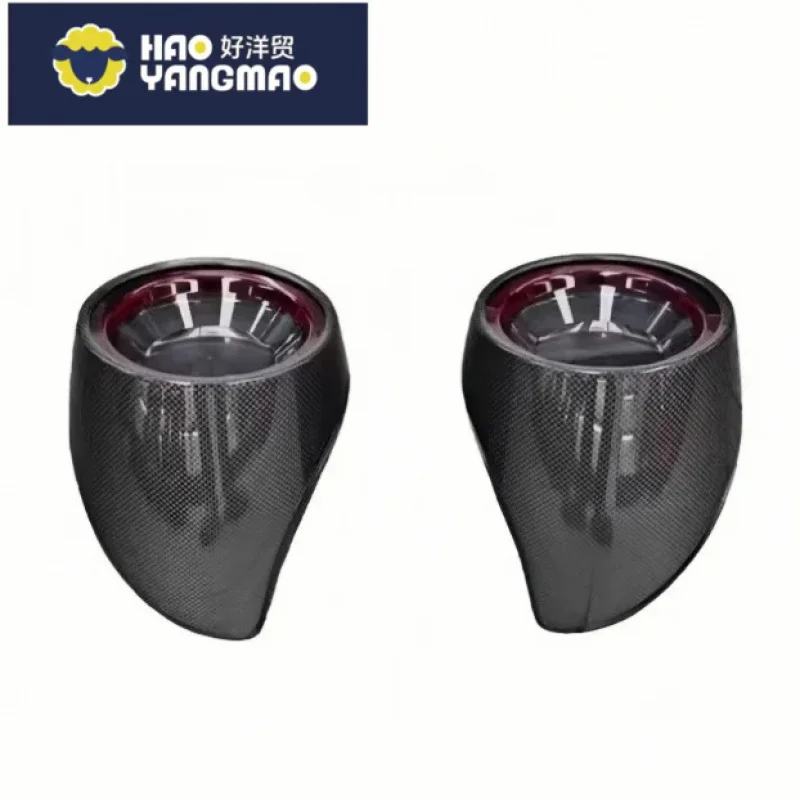 Suitable FOR Pista Ferrari 488 Style Rear Headlights with Dry Carbon Fiber Lampshade Polished Finish 3M Tape Installatio