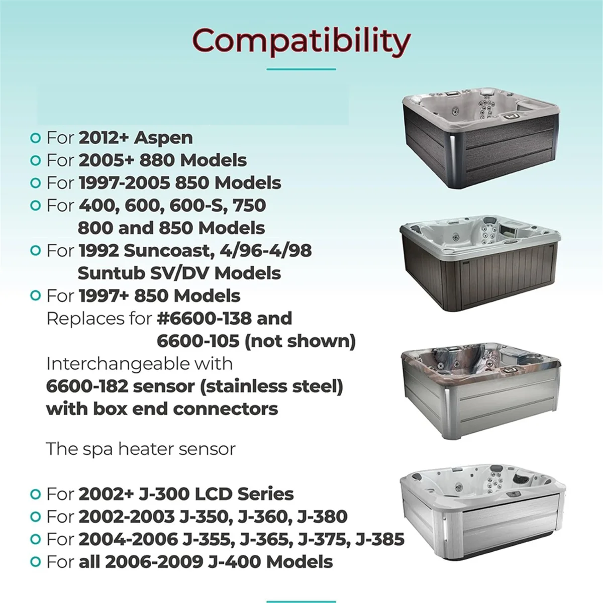 6600-167 เซ็นเซอร์อุณหภูมิสปาสําหรับเซ็นเซอร์อุณหภูมิสปา Sundance, การเปลี่ยนเซ็นเซอร์ฮีตเตอร์สปา