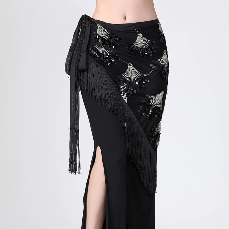 Belly Dancing Costume Hip Scarf Ballroom Sequin Dance Wear Tassel Festival Wrap Skirt Dance Wrap Belt Belly Dance Hip Scarf