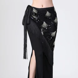 Belly Dancing Costume Hip Scarf Ballroom Sequin Dance Wear Tassel Festival Wrap Skirt Dance Wrap Belt Belly Dance Hip Scarf