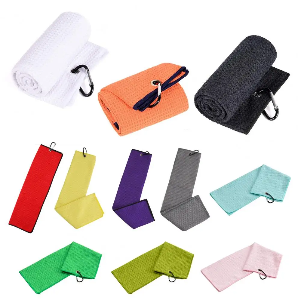 Sports Towel Microfiber Golf with Carabiner for Men Women Water Absorbent Sports Towel with Waffle