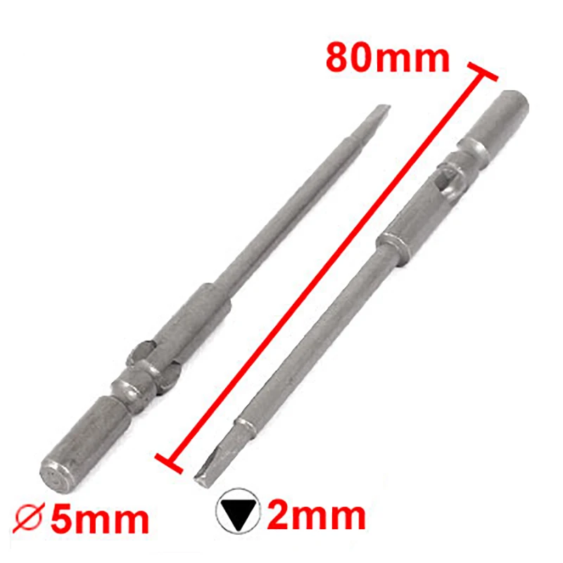 10 pces 5mm haste redonda 2mm cabeça triângulo chave de fenda magnética bits parafuso driver brocas ferramentas manuais 80mm de comprimento