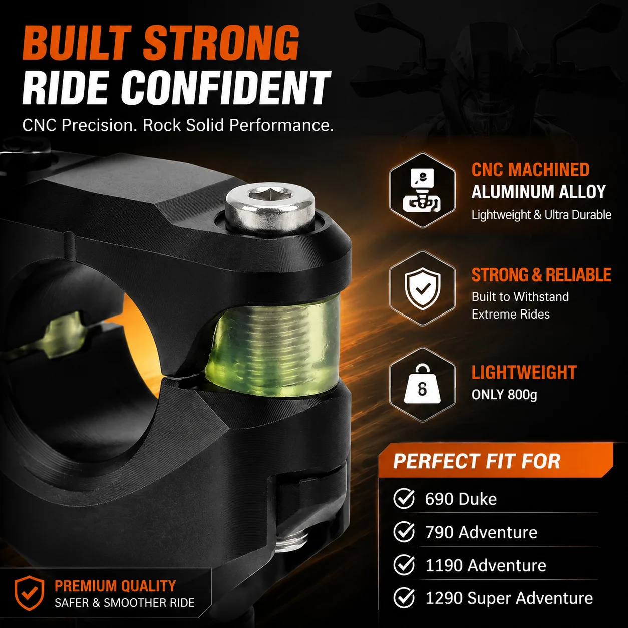 CNC Aluminum 28mm Handlebar Heightening Clamp for KTM 690 Duke 790 1190 1290 Super Adventure Motorcycle Riding Accessory