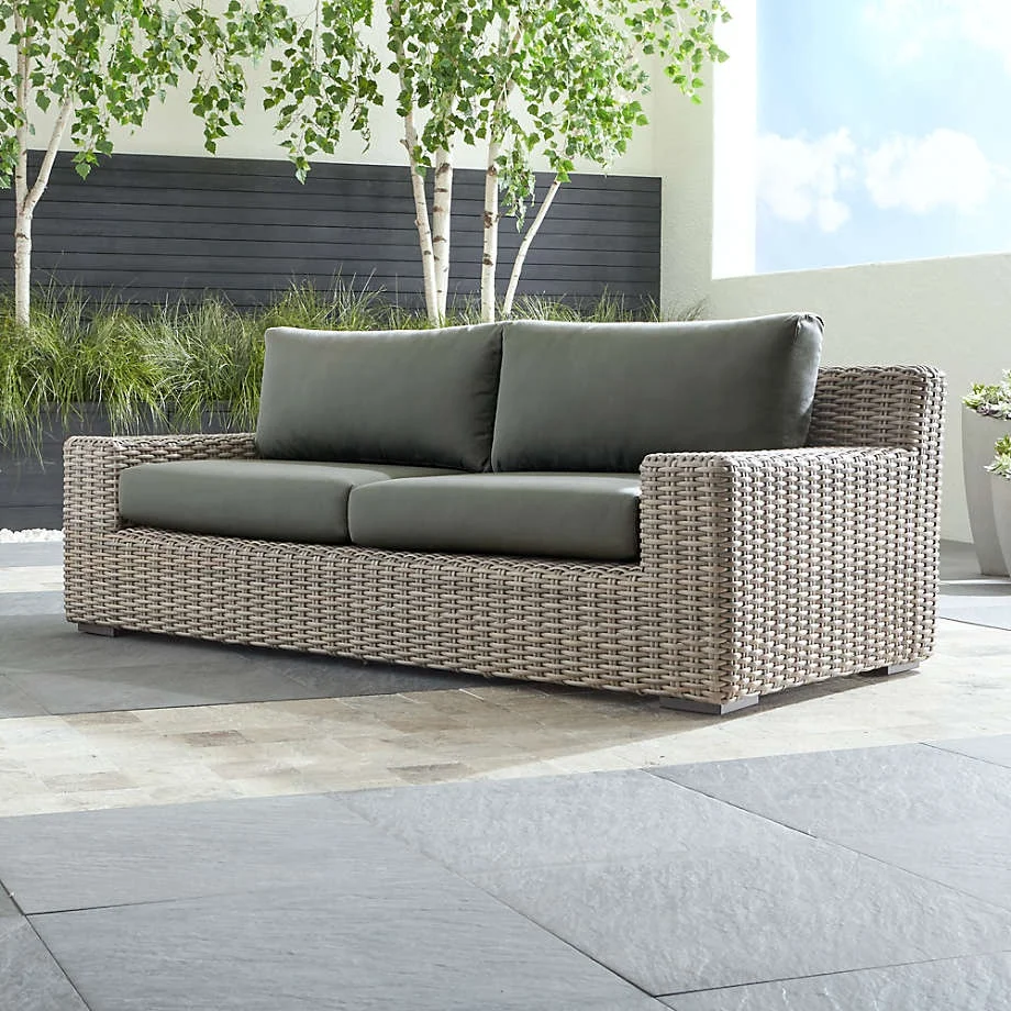 

Outdoor Set Wicker Garden Furniture Corner Rattan Sofa With Cushion for Resort