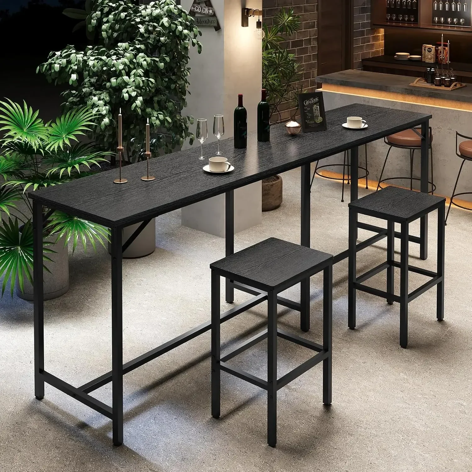[New Arrival!]70.9" Bar Table and Chairs Set, Dining Table and Chair Sets, 3 Piece Counter Height Table and 2 Stools, Kithcen Ta