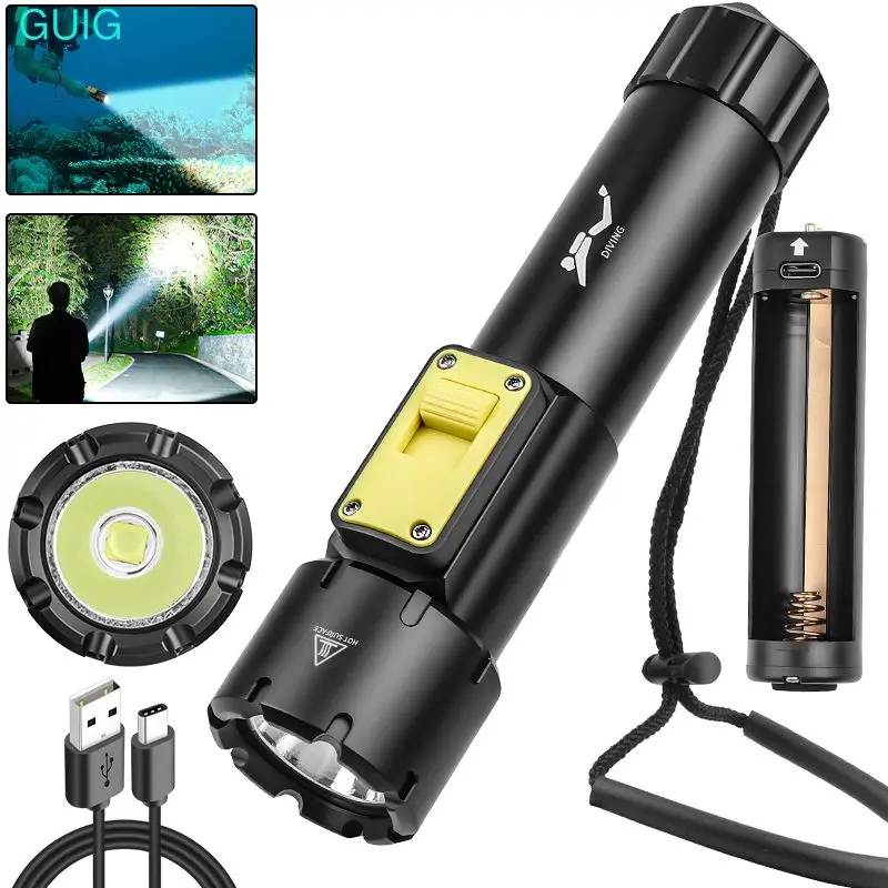 ハイパワー-xhp70-ダイビング懐中電灯-ipx8-防水-400-メートル固定焦点磁気プロフェッショナルダイビングライト水中釣り用
