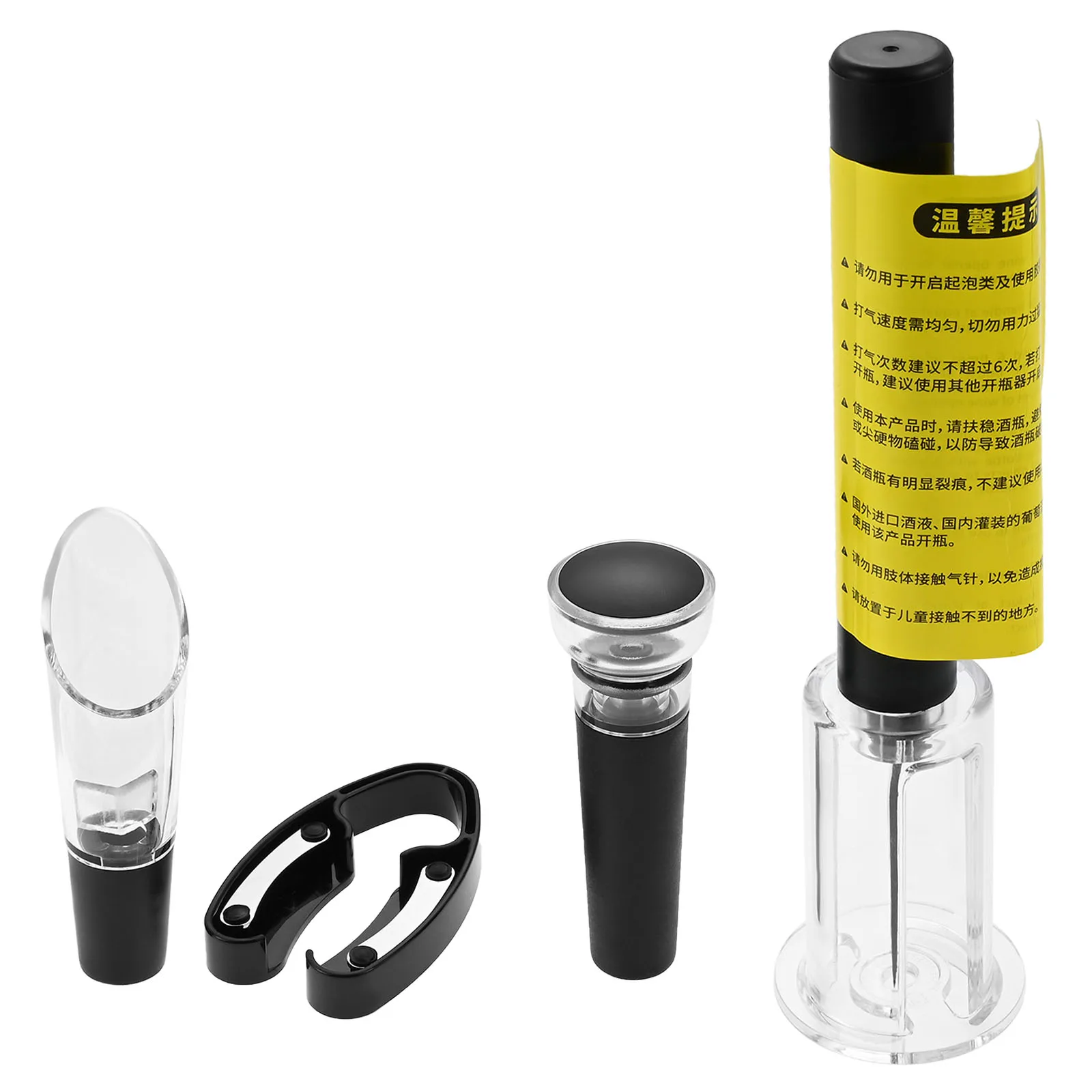 4Pcs Portable Air Pressure Pump Bottle Wine Opener Set For Bar with Foil Cutter Aerator Pourer Vacuum Stopper No Damage to Cork