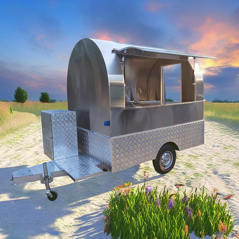 Customized Hot Sale Round Small Tow Hot Dog Cart Ice Cream Truck Movable Food Trailer Custom Restaurant