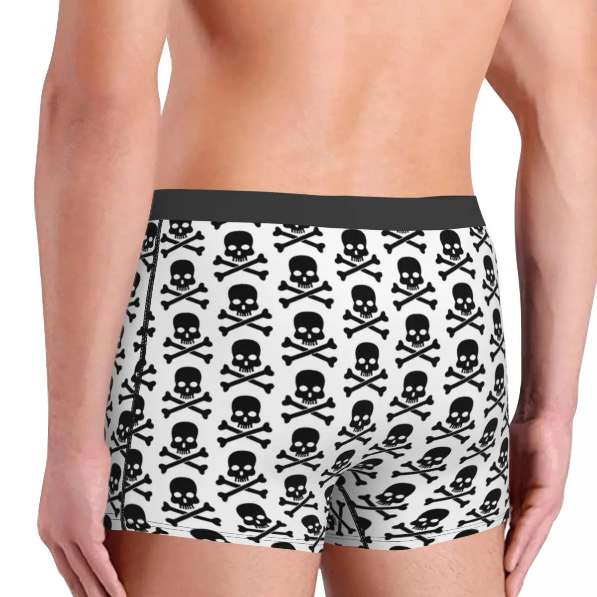 Black Skull And Crossbones Bones Skeleton Souls Underpants Cotton Panties Man Underwear Ventilate Shorts Boxer Briefs