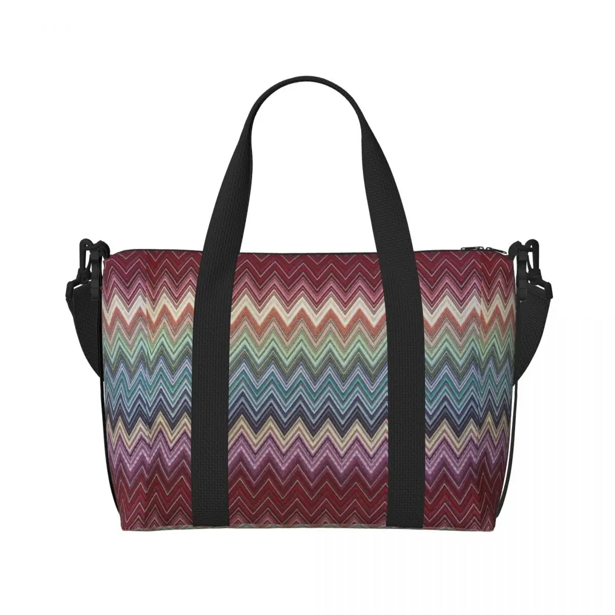 Custom Abstract Geometric Home Zig Zag Tote Bag for Women Big Capacity Boho Modern Camouflage Beach Gym Travel Bags