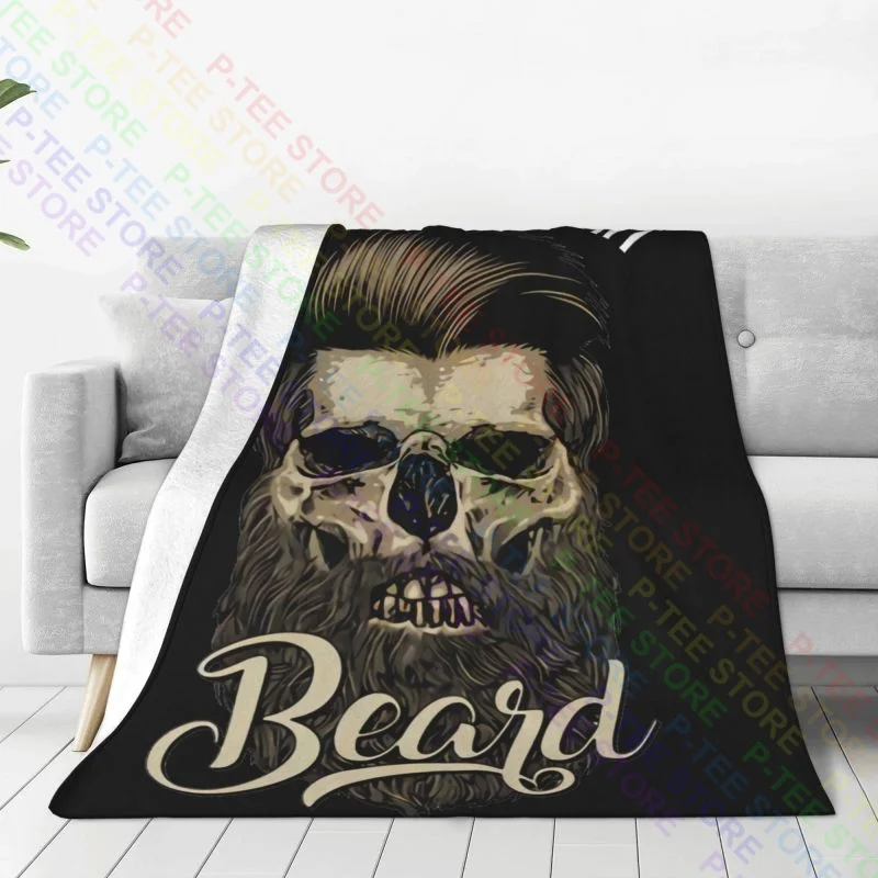 Life With A Great Beard Skull Hipster Barber Beards Blanket Comfort Super Soft Bedding Throws