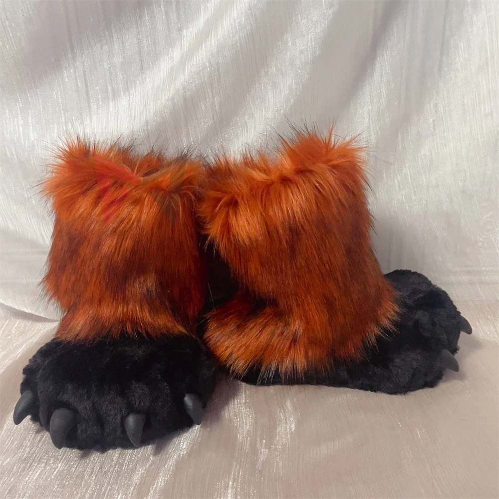 New Fursuit Cat Pawl Furry Fandom Gloves Shoes Foot Cover Orange  Black Color Beast Cosplay Costume Accessories Custom Made