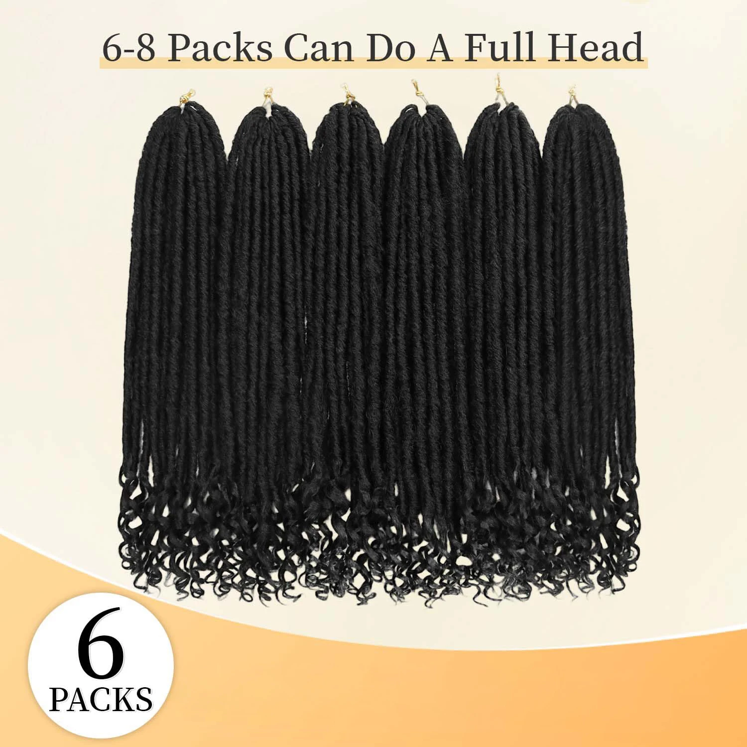 Goddess Locs Crochet Hair 16/20 Inch Straight Faux Locs Crochet Braids, Pre-Looped Curly Soft Synthetic Braiding Hair