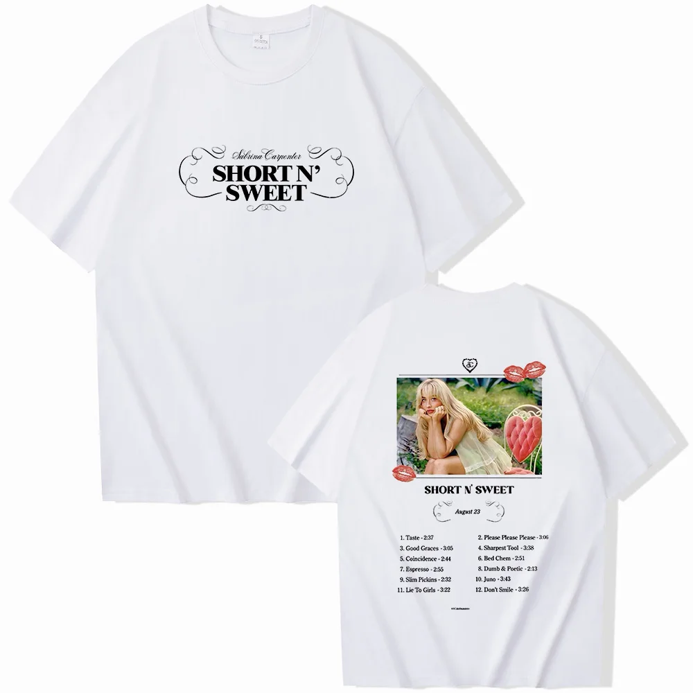 Sabrina Carpenter Short N' Sweet Summer T-Shirts Unisex Harajuku O-Neck Short Sleeve Shirts Commemorative Shirt