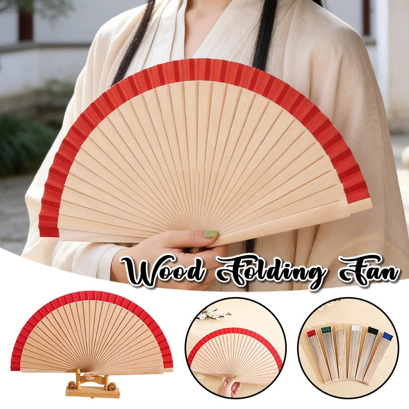 

Spanish Folding Fan 23cm Handmade Wooden Traditional Solid Color Portable Photography Dance Prop Women Gift
