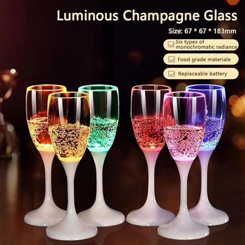 Led Luminous Wine Glass Neon Glass Champagne Glass Plastic High Foot Wine Cocktail Glass Wedding Party Atmosphere Decoration