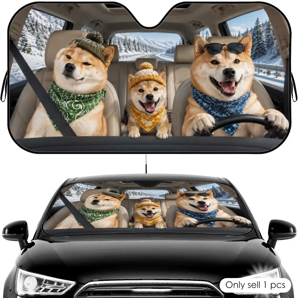 

Funny Shiba Inu Driving Sun Visor Car Windshield Sun Shade UV Protection Heat Insulation Cover Universal Sun Protector