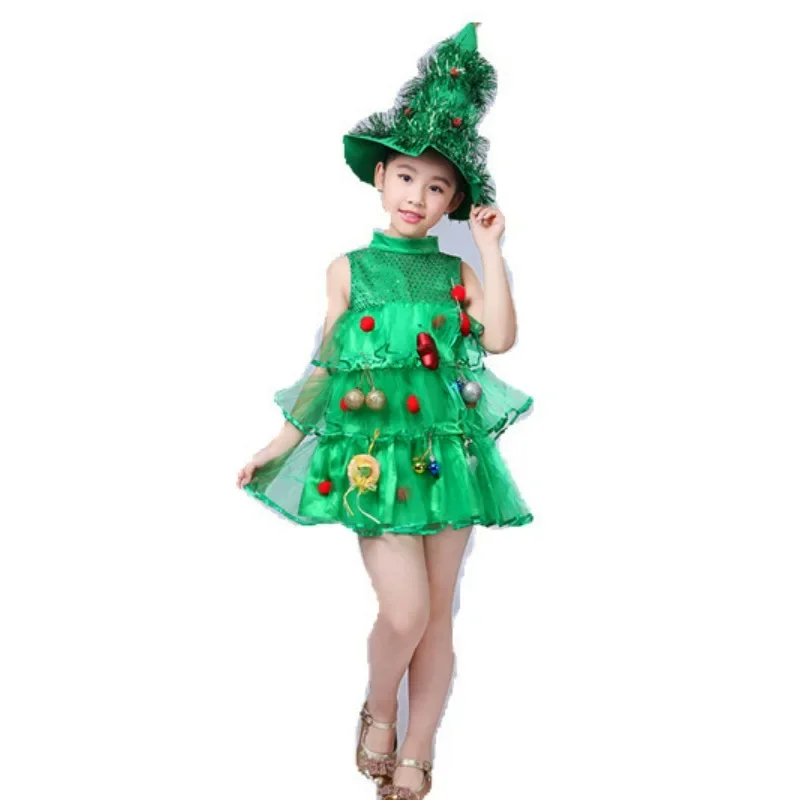 Christmas Children's Clothing Girls' Christmas Tree Dress Performance Dress Green Elf Kindergarten Performance Dress Little Tree