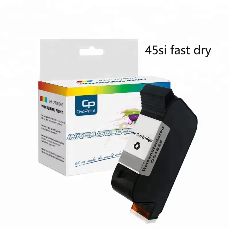 

Совместимый с Civoprint восстановленный быстросохнущий черный картридж 45si с объемными чернилами без чипа