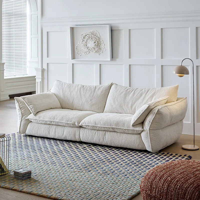 

Cream style French retro living room, disassembly and washing fabric inline sofa