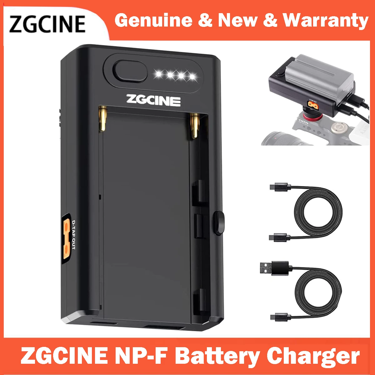 ZGCINE NP-F Battery Charger for Sony NP-F Battery with Type-C Input, D-tap Type-C USB-A Output Multifunctional Charger 1/4 Screw