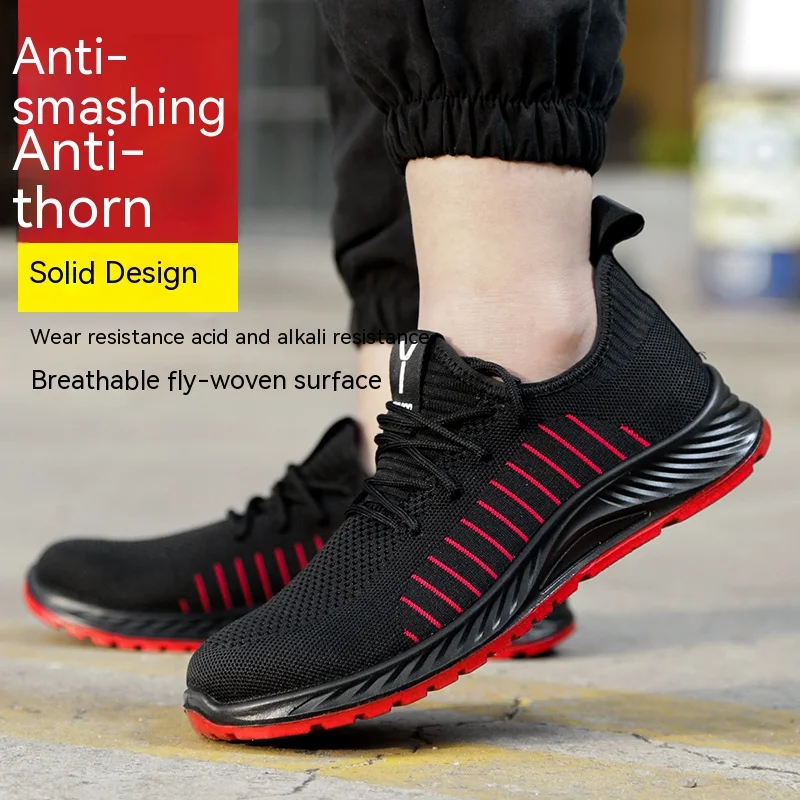 Anti-stab Safety Shoes Men Steel Toe Shoes Puncture Proof Breathable Work Safety Boots ManConstruction Work Shoes Male Sneakers