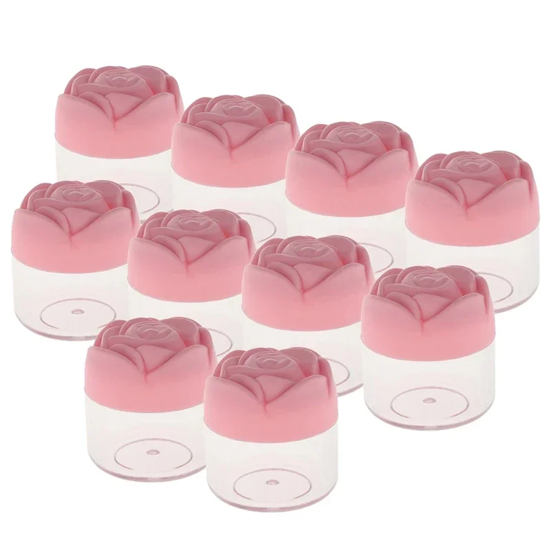 

10Pcs 20g Plastic Cosmetic Containers Rose Shaped Cream Jar Clear Empty Makeup Sample Jars Pot Box Lip Balm Container