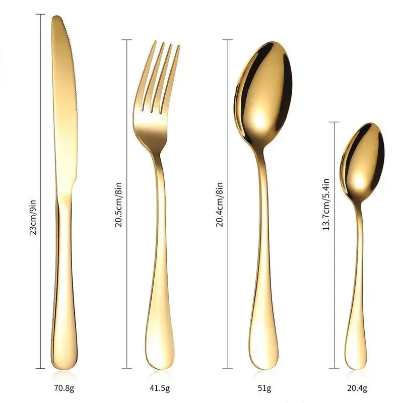 Retro Gold Cutlery Set Luxury Complete Tableware European Style Stainless Steel Spoon Fork Steak Knife Dinnerware Gift Box New