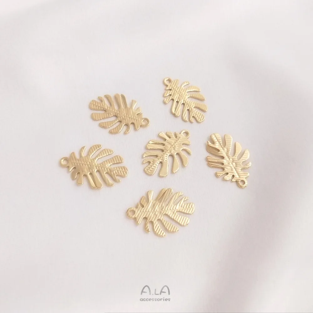 2 قطع النحاس سحر 14 كيلو الذهب اللون ورقة قلادة، اليدوية DIY ورقة سوار قلادة الأزياء الإبداعية مزاجه الأقراط قلادة #5