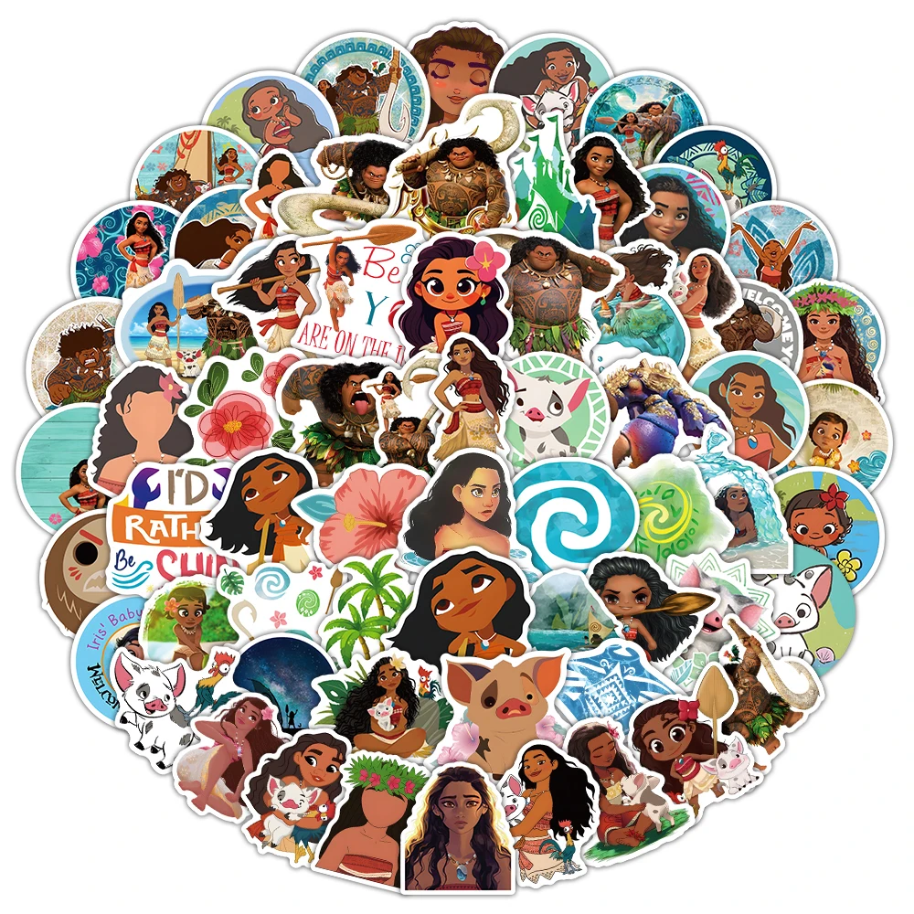 10/30/50/100pcs Disney Anime Movie Moana Stickers Decals for Kids Toy Water Bottle Stationery Phone Cute Cartoon Princess Decals