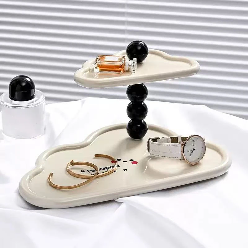 New Cloud Shape Double Layer Trays Desktop Perfume Rack Storage Home Decorative Shelf Bathroom Aromatherapy Perfume Organizer view 3
