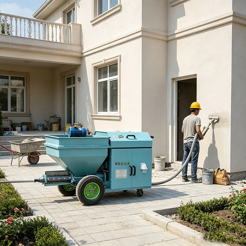 Diesel Plaster Sprayer Anti-Wear Pump Mortar Cement Stucco Render Spraying Construction Machine