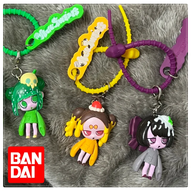 

Оригинальные брелоки-подвески Bandai Virus Sweets Gashapon: Десерт Матча в темном стиле, аниме-фигурки, брелоки-зажимы для кабелей