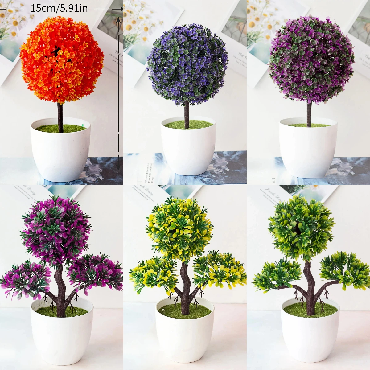 Bola de neve artificial bonsai árvore vaso planta para casa mesa casamento & festival decoração realista mini vaso ornamento