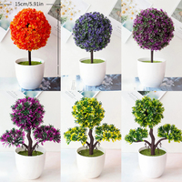 Artificial Snowball Bonsai Tree Potted Plant for Home Desk Wedding & Festival Decor Realistic Mini Potted Ornament