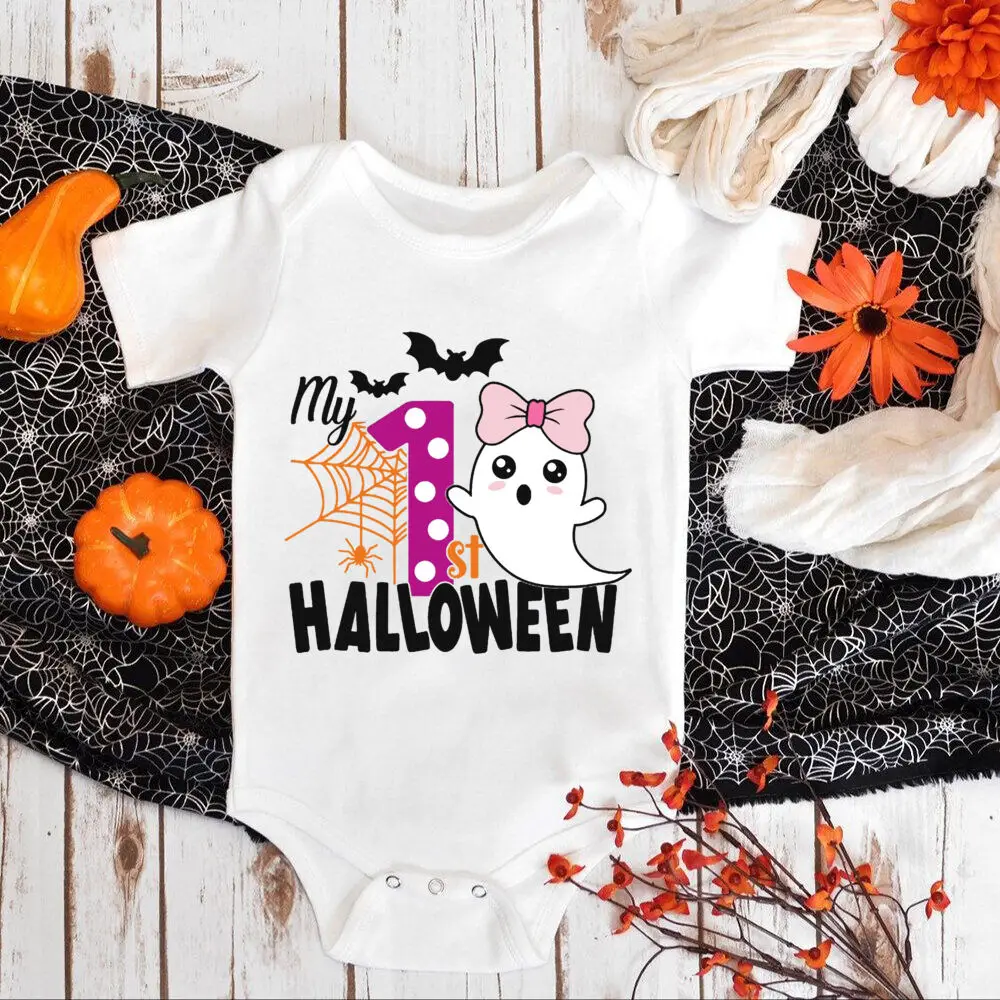 My First Halloween Printed Baby Romper Halloween Party Infant Outfit Bodysuit Boys Girls Jumpsuit Newborn Short Sleeve Clothes